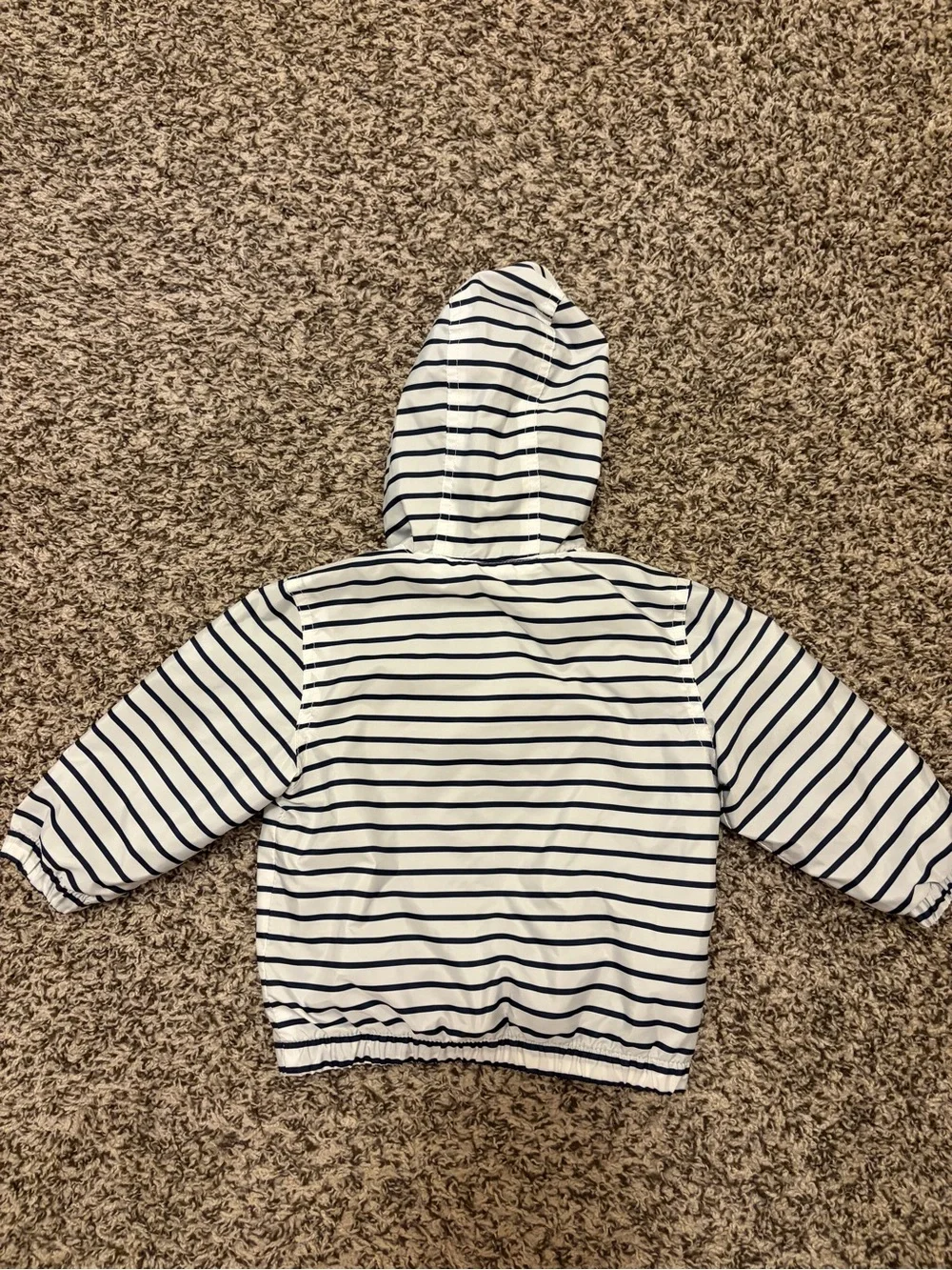 Gymboree White and Navy Striped Hooded Jacket